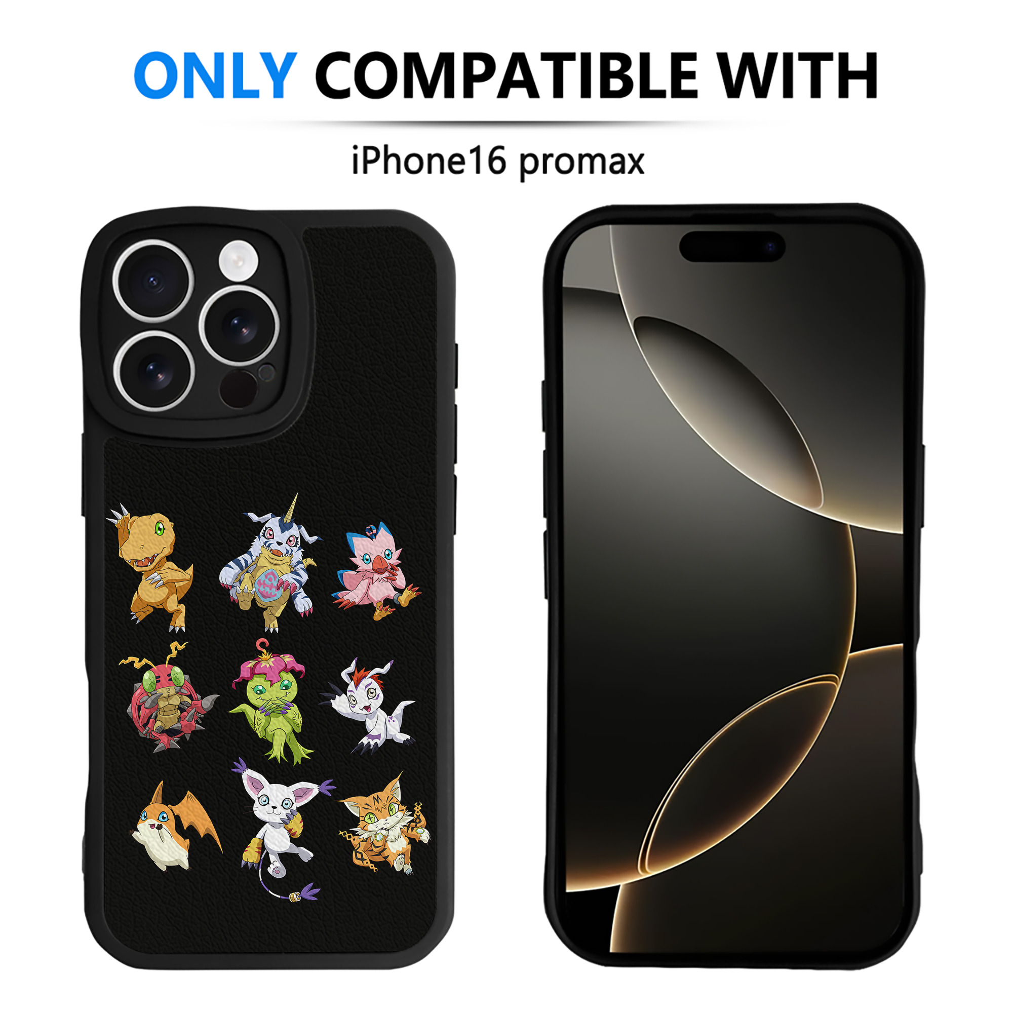 （画像用） Digimon デジタルモンスター/デジモン 【iPhone 16シリーズ対応】シリコンスマホケース（レザー調） 材質：シリコン